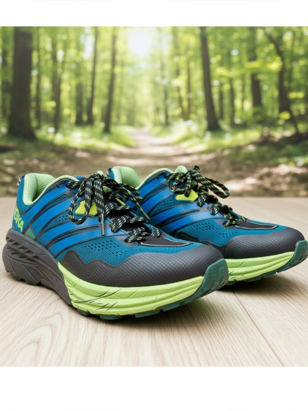 Hoka One One Speedgoat 3 Teal and Navy Shoes-Size 6